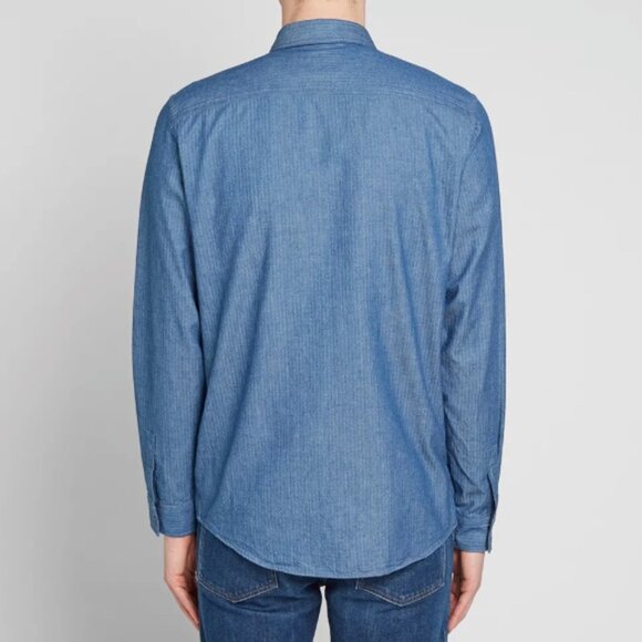 A.P.C. Georges Herringbone Chambray Shirt - Size small - Picture 3 of 6